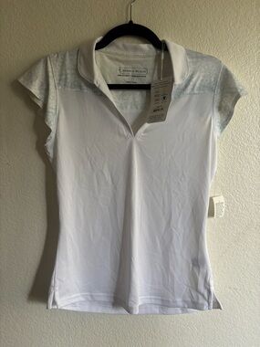 NEW WITH TAG! Pebble Beach White Cap-Sleeve V-Neck Athletic Top